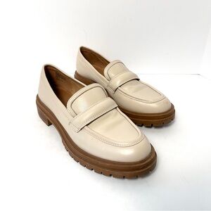 Madewell Cream Leather Lug Sole Penny Loafers